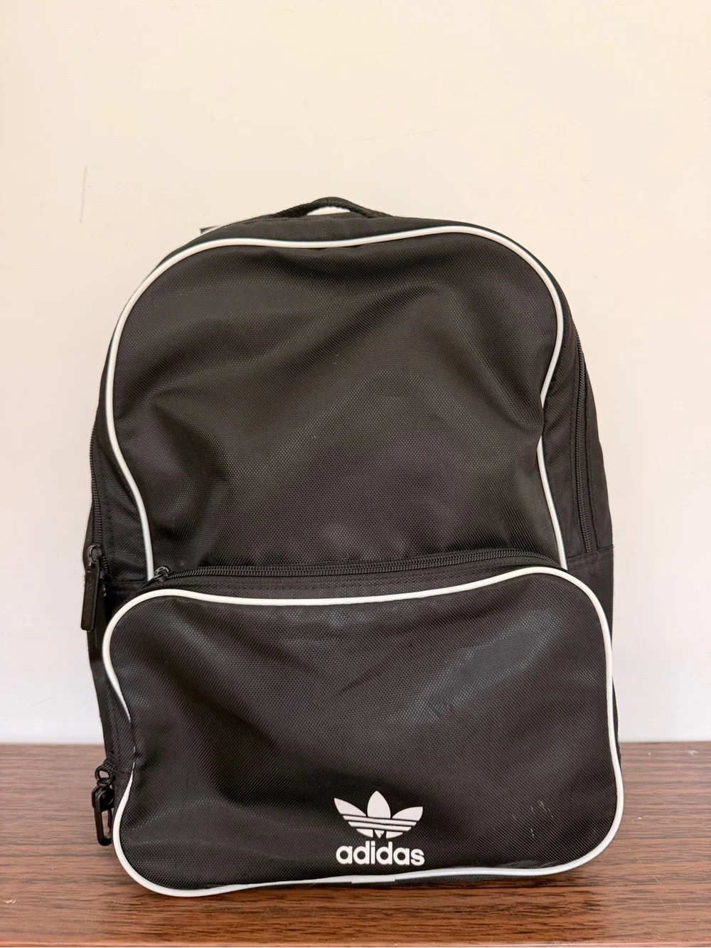 Adidas Basic Black and White Neutral Backpack w Front Trefoil Logo Unisex